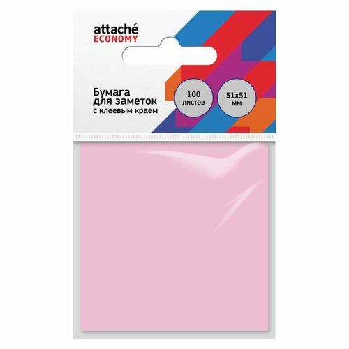 Бумага для заметок с клеевым краем Economy 51x51 мм 100 л пастел. розовый, 10 шт.