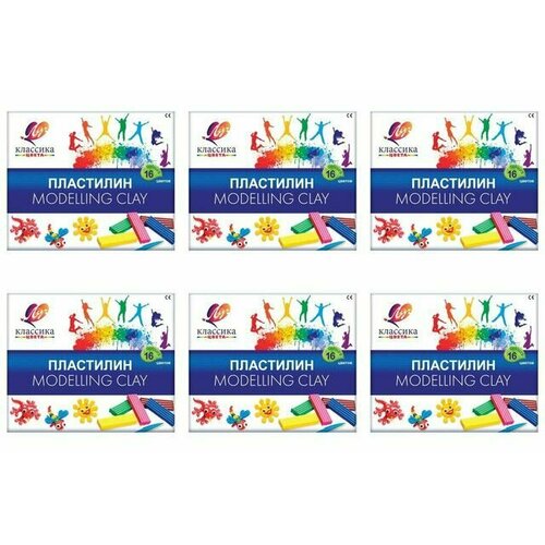 Луч Пластилин, Классика, 16 цветов, 320 г, 6 уп