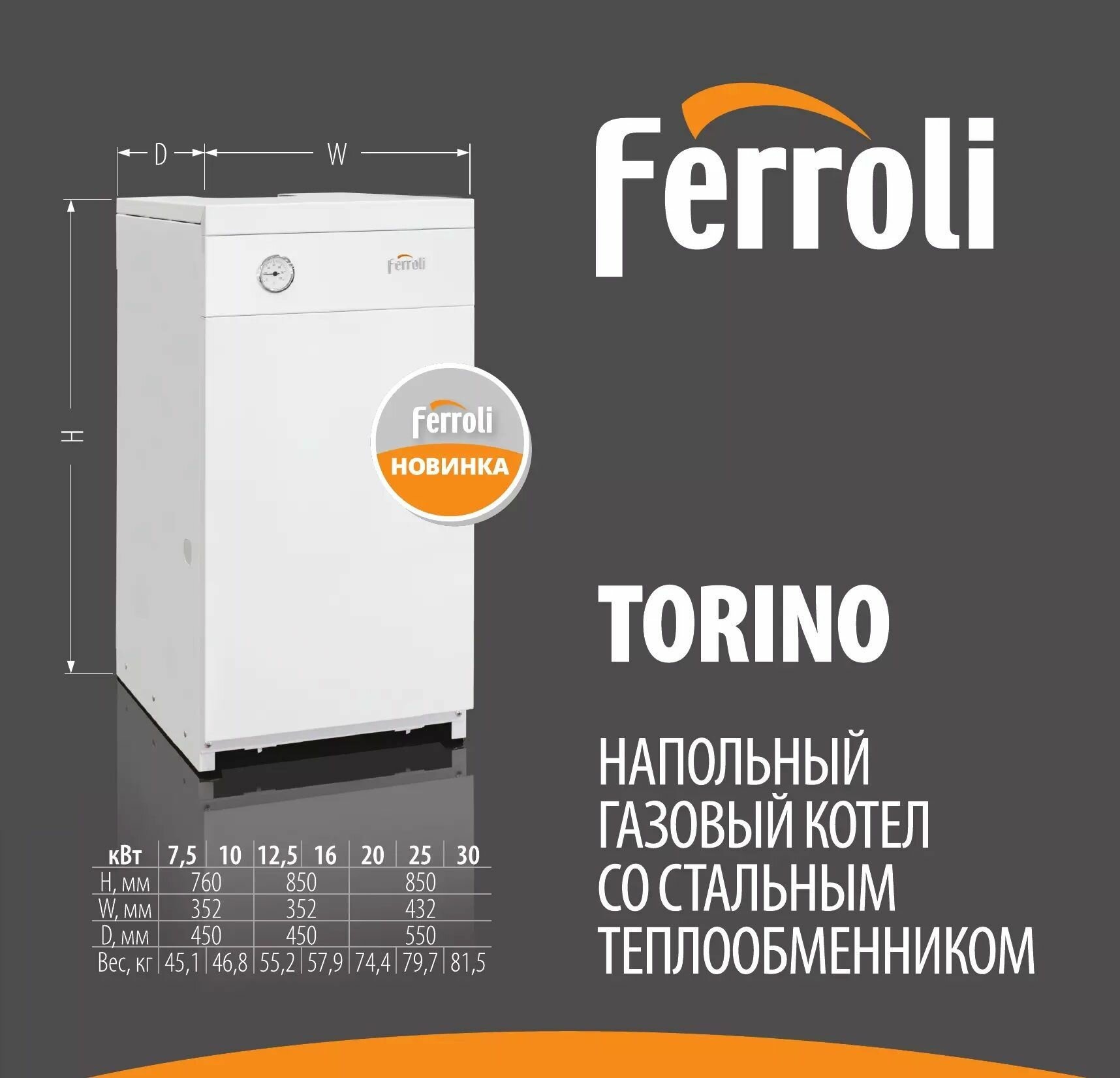 Котёл газовый Ferroli Torino 25 кВт (0QN009YA)