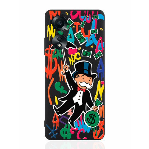 Чехол для смартфона Oppo A58 4G черный силиконовый Rich uncle PennyBags/ Богатенький дядюшка толстосум