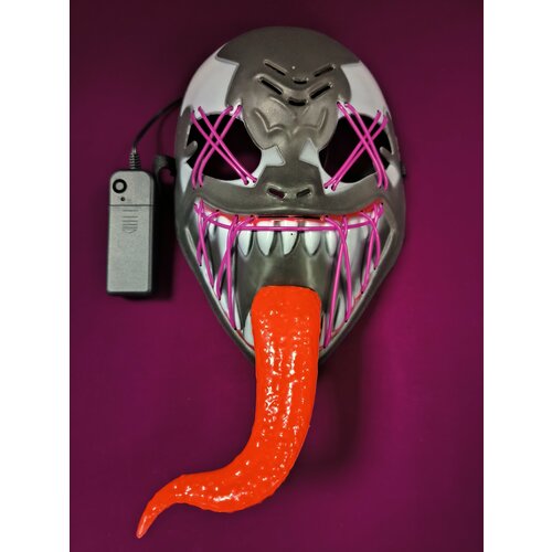 Светящаяся маска Венома с языком / Venom фиолетовое свечение