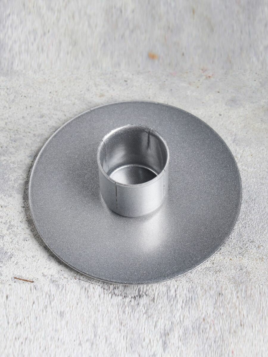 Подсвечник "Круг" металл на одну свечу, 7х3 см, серебро