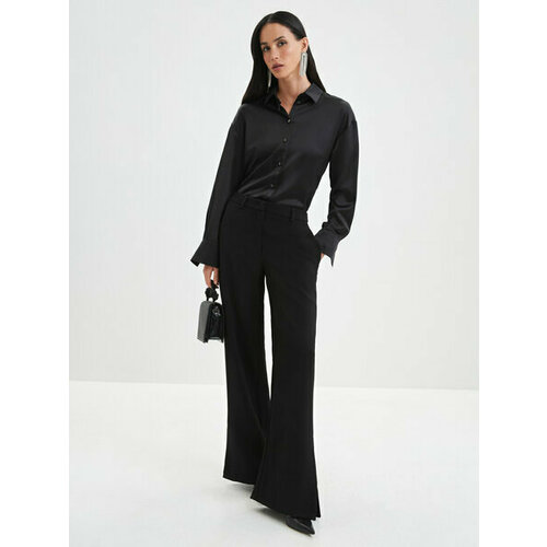 фото Брюки палаццо zarina, размер xs (ru 42), черный