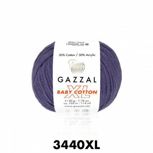 Пряжа Baby Cotton XL Gazzal (3440), 50 г, 105м, 50% хлопок, 50% акрил (2 шт.)