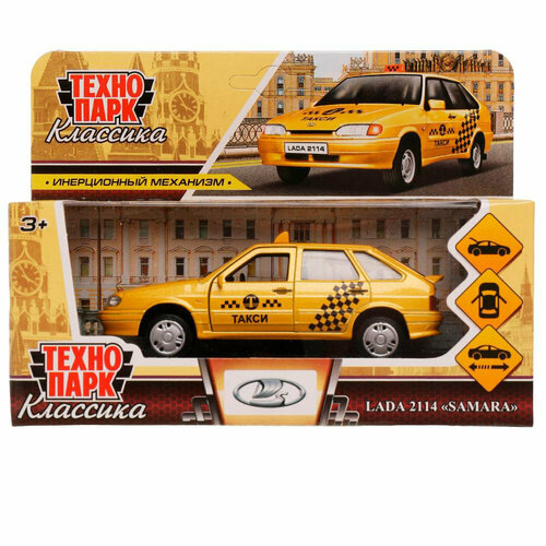 Машина Технопарк LADA -2114 SAMARA Такси 12 см 2114-12TAX-YE машина металлическая lada granta такси 12см