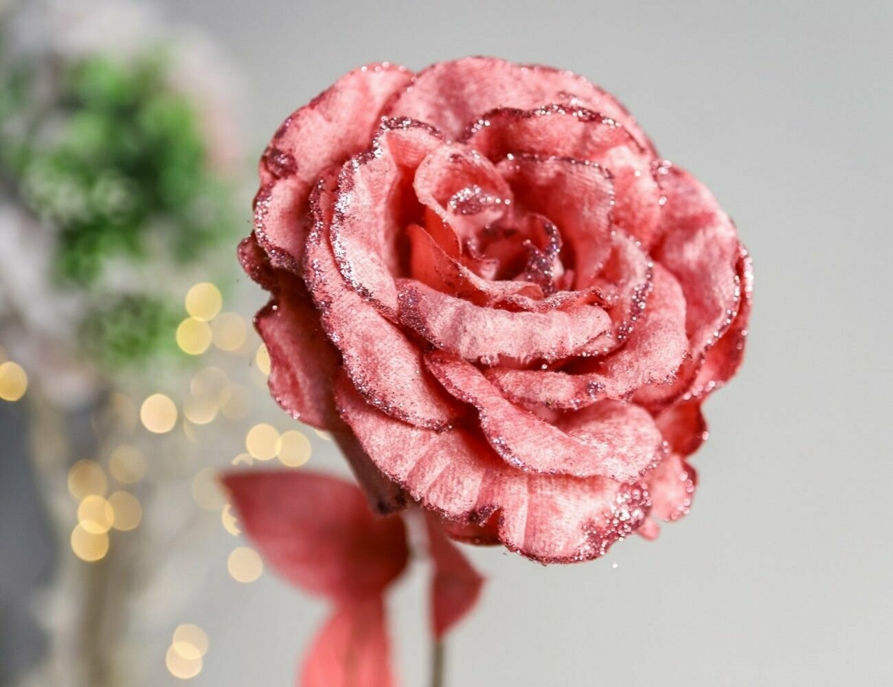 Декоративная Роза коралло полиэстер коралловый розовый 60 см Kaemingk 629113