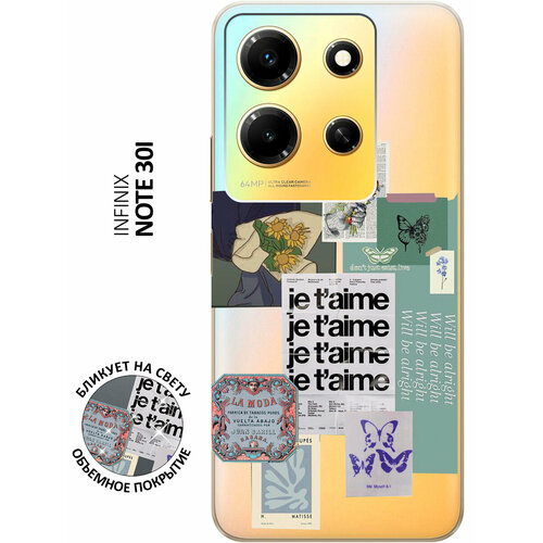 Силиконовый чехол с принтом Je Taime Stickers для Infinix Note 30i / Инфиникс Ноут 30ай силиконовый чехол с принтом unicorns and candies для infinix note 30i инфиникс ноут 30ай