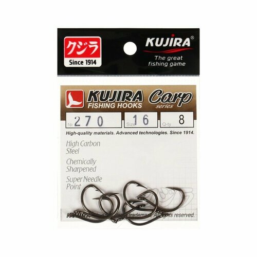 фото Крючки карповые kujira carp 270, цвет bn, №16, 8 шт.
