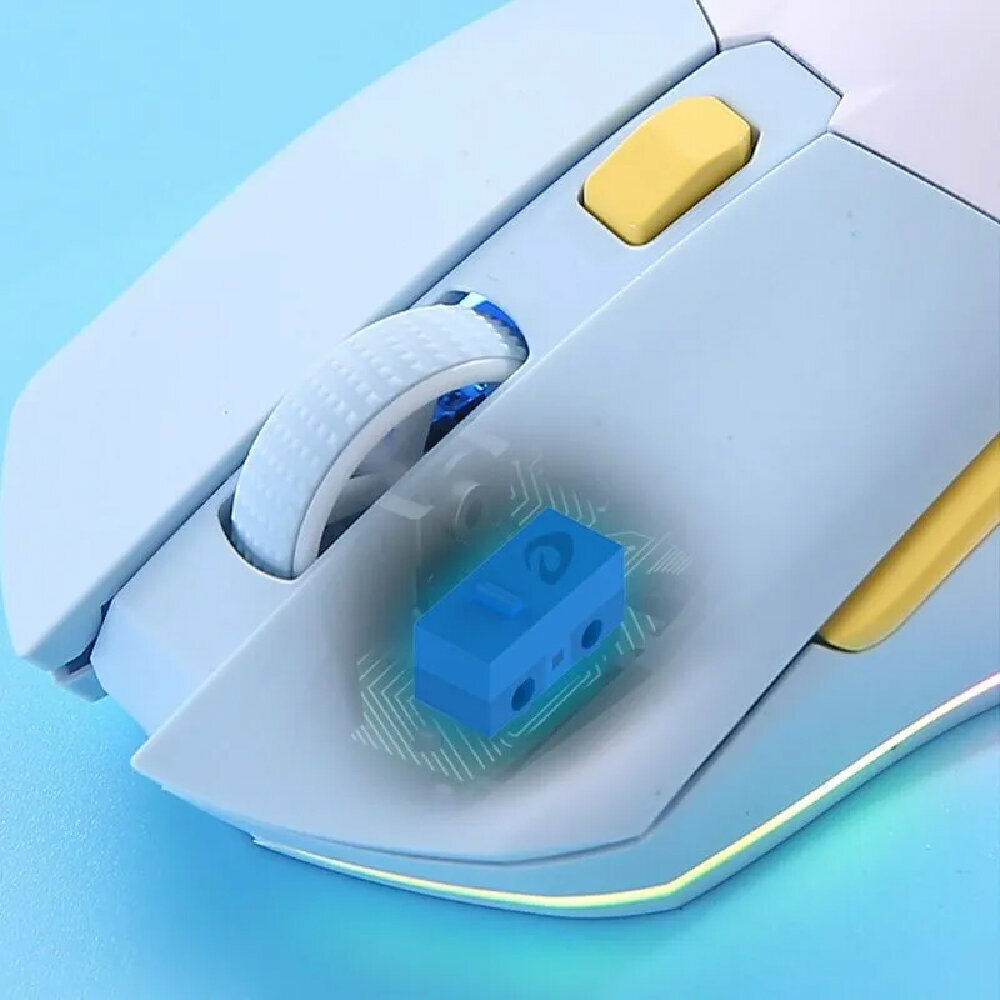Мышь игровая беспроводная Dareu EM901X Blue-White (голубой-белый), DPI 400/800/1600/3200/6400/12000, подключение: проводное+2.4GHz, подсветка RGB, с зарядной станцией, встроенный аккумулятор 930mAh, р - фото №3