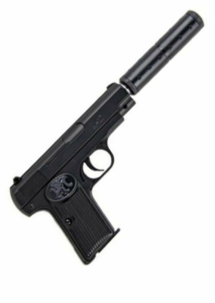 Пистолет пневматический металлический с глушителем Browning( C.17A+)(В подарок мишень И пульки) с дульной энергией менее 3,0 Дж