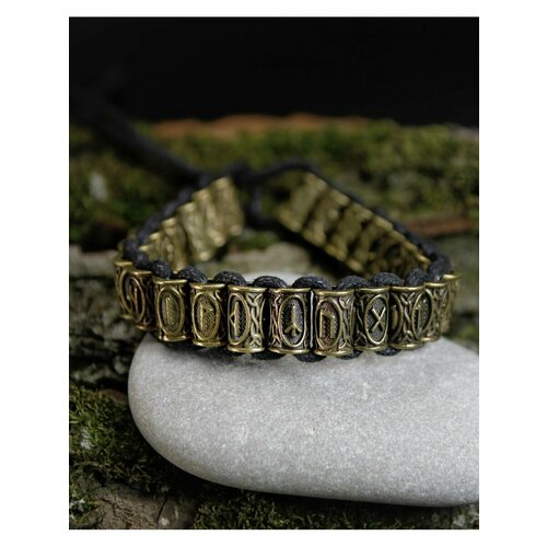 фото Браслет grow up браслет со скандинавской руной на шнурке сила предков 24 скандинавские руны, цвет бронза, черный