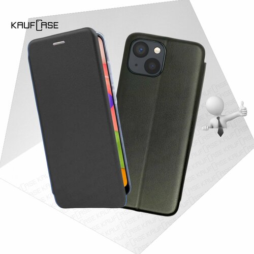 Чехол книжка KaufCase для телефона Apple iPhone 13 (6.1), черный. Трансфомер чехол книжка kaufcase для телефона apple iphone 6 6s 4 7 красный трансфомер