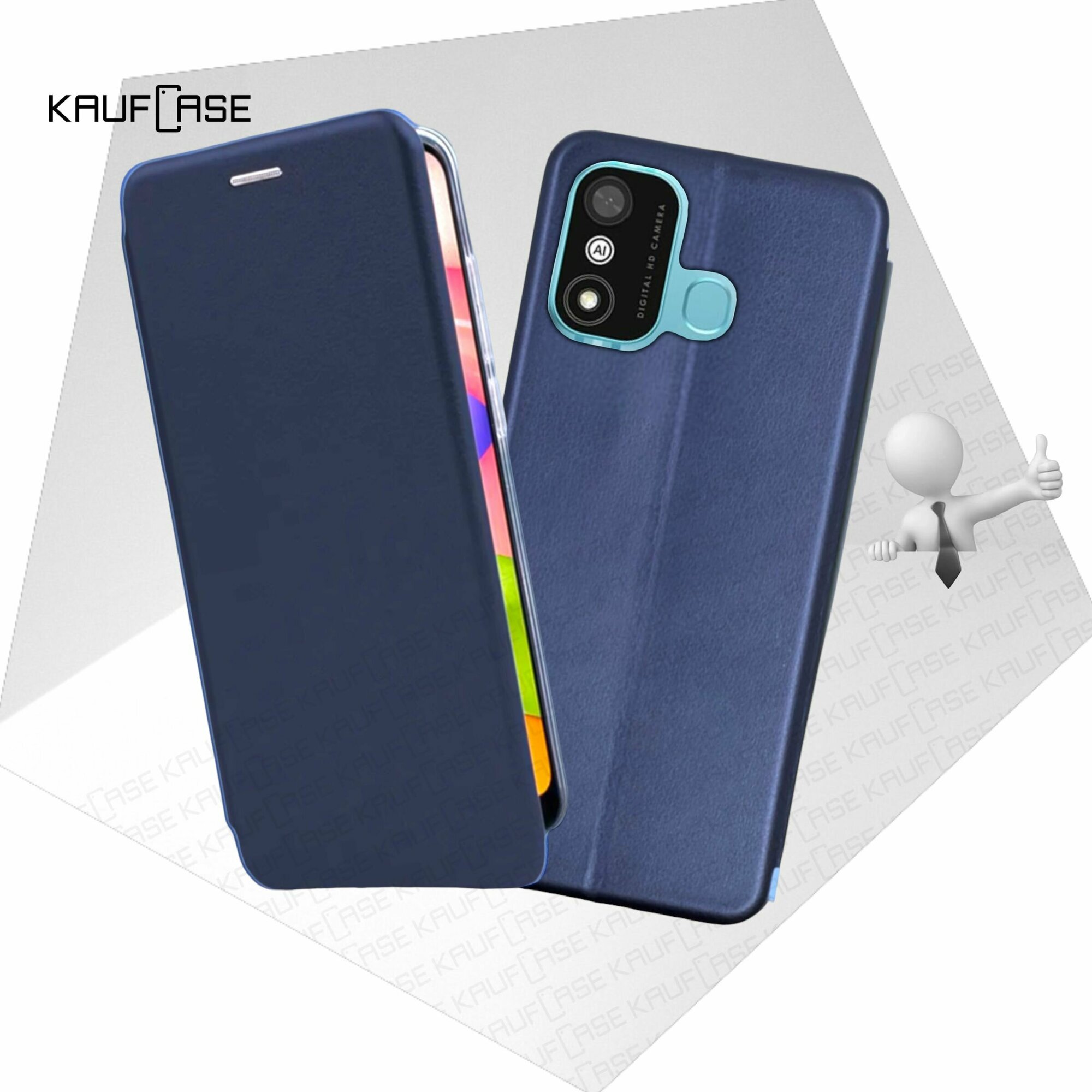 Чехол книжка KaufCase для телефона Itel A27 (A551L) (5.45"), темно-синий. Трансфомер