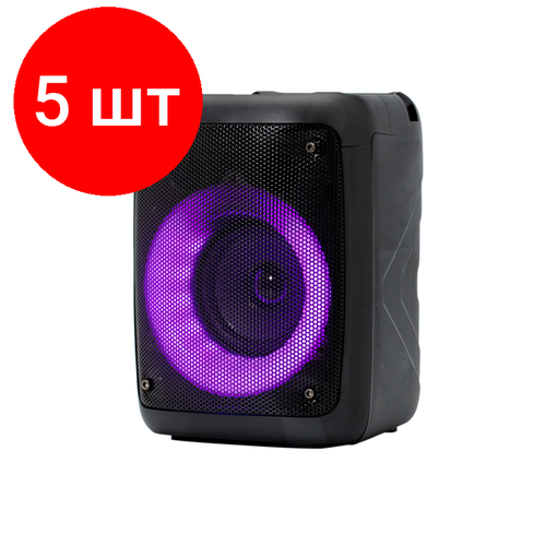 Комплект 5 штук, Колонка Perfeo Disco Ring, 10Вт, LED/FM/MP3/USB/SD/AUX/MIC, черная(PF_B4981) perfeo bluetooth колонка bastion 50w eq usb microsd aux fm mic tws черная