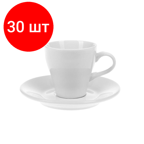 Комплект 30 штук, Кофейная пара Collage, фарфоровая, белая, 90мл, (фк189)