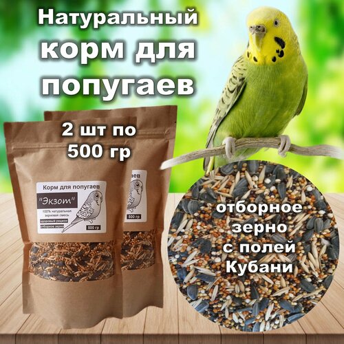 Корм для попугаев "Экзот" зерновой, для попугаев средних и крупных размеров, 2 пачки по 500 гр