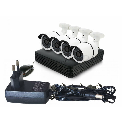 Проводной комплект уличного наблюдения - 4 FullHD камеры: SKY-2604-5M + KDM 018-AF2 (S14350PRO) - комплект системы видеонаблюдения