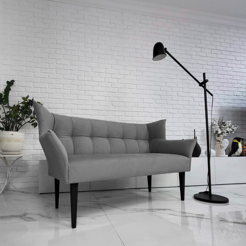 Прямой диван "Бьянка", серый, 145х60х97 см
