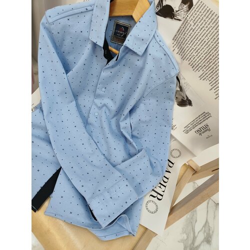 фото Рубашка , размер 128, голубой bamby kids