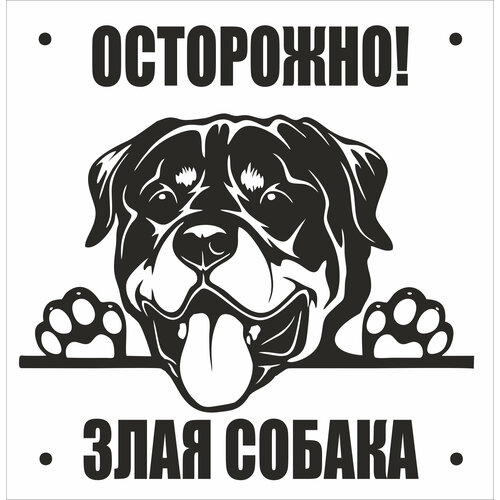 Информационная табличка Осторожно злая собака Ротвейлер black 200200мм.