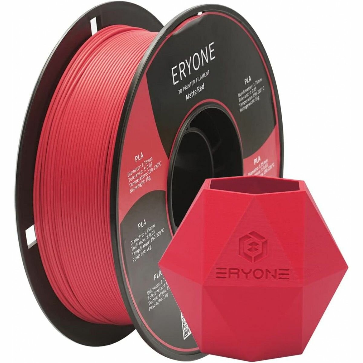 Матовый PLA пластик 1,75 мм 1 кг (Eryone) Красный