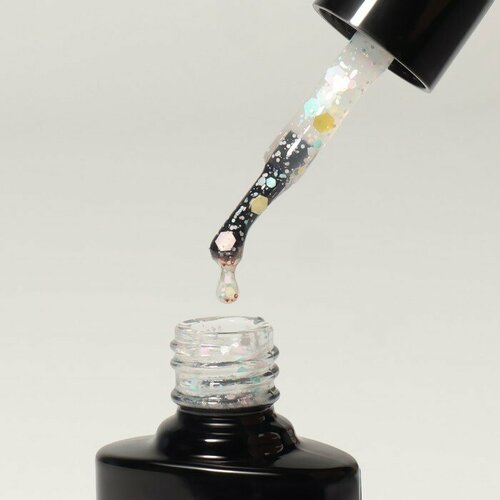 Гель лак для ногтей, «MILK GLITTER», 3-х фазный, 8мл, LED/UV, цвет прозрачный (01) (комплект из 8 шт)