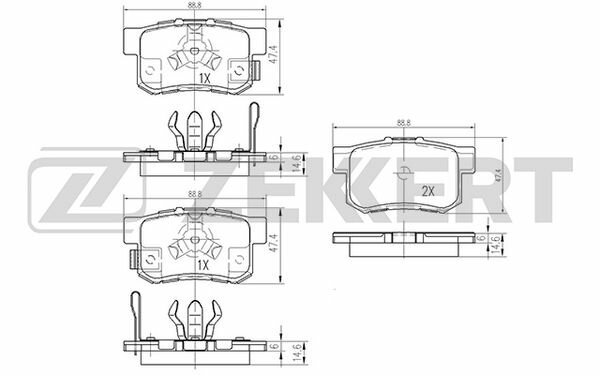 Колодки тормозные Honda Accord VIII, IX 08-, Crosstour 12-, CR-V II-V 01 задние Zekkert