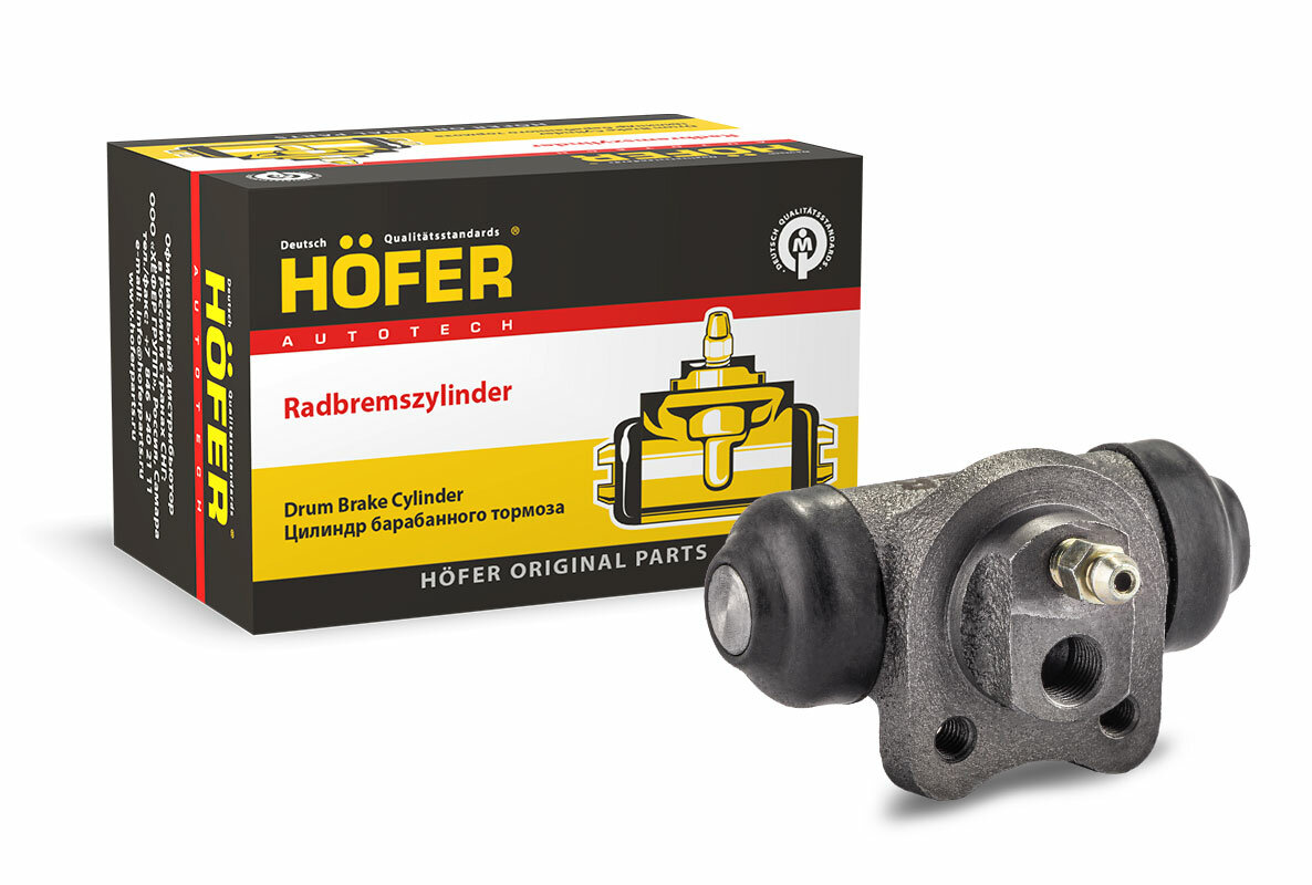 Цилиндр тормозной Daewoo Nexia DOHC; Chevrolet Aveo 02- Lanos Spark 09- рабочий задний D=19 Hofer