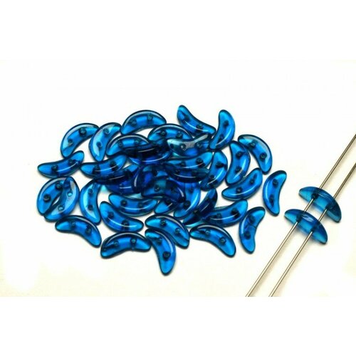 Бусины Crescent beads 10х3мм, цвет 0310-60080 Capri Blue, 708-028, 5г (около 40 шт)