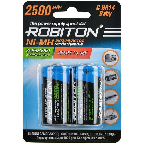 Аккумулятор ROBITON RTU2500MHC BL2 аккумулятор бытовой gopower hr14 c bl2 ni mh 4500mah