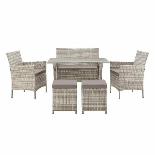 Плетёный комплект садовой мебели из искусственного ротанга Киото (Kioto) (цвет: серый)