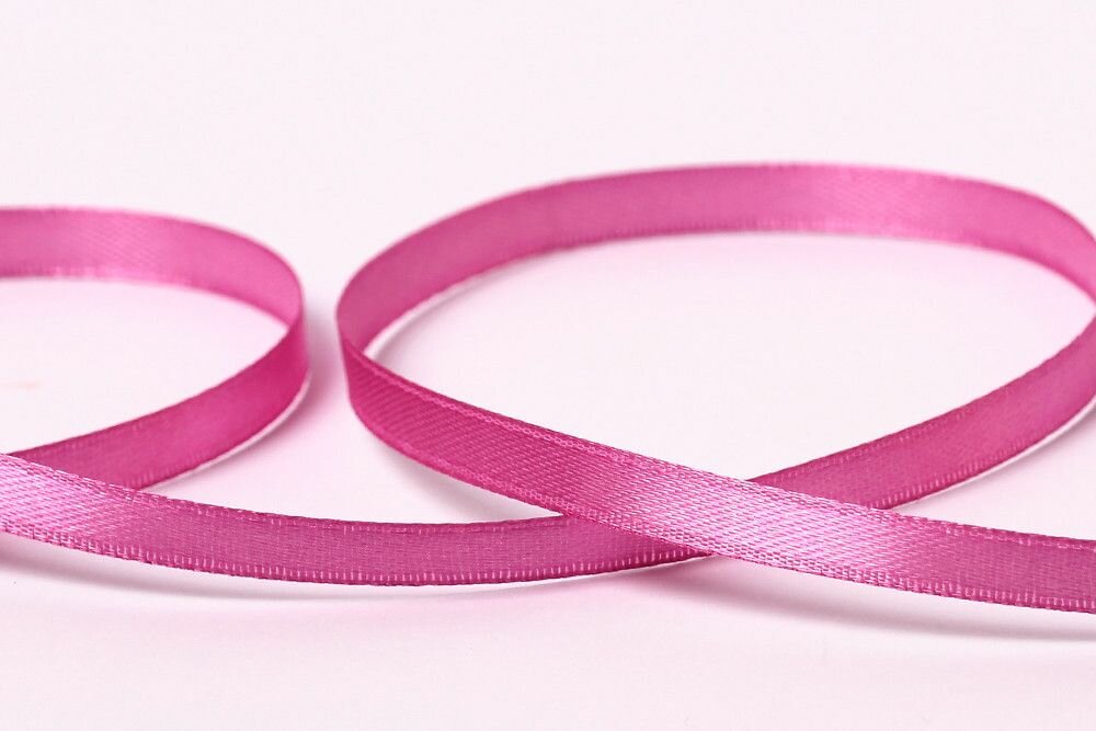 Лента атласная 6 мм * 23м +- 1м упаковочная пудрово-розовая