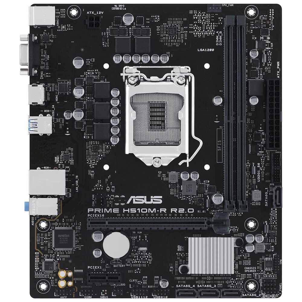 Материнская плата ASUS PRIME H510M-R R2.0-SI Soc-1200 Intel H470 2xDDR4 mATX VGA/HDMI