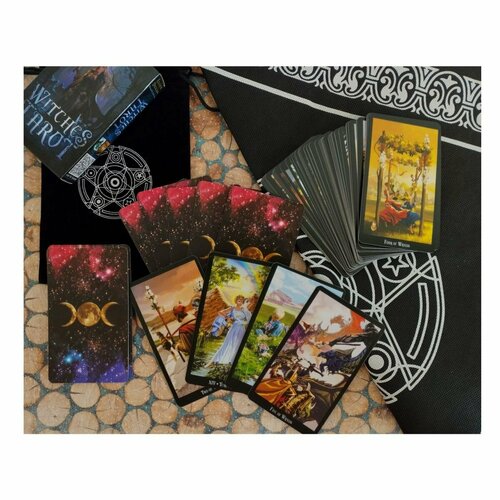 Комплект карты таро Witches Tarot (Ellen Dugan), мешок для хранения, скатерть для карт