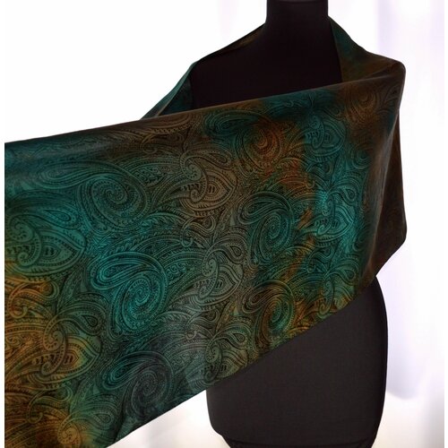 Палантин ,222х43 см, коричневый, зеленый suzhou деловой подарок шарф из шелка тутового шелкопряда женский шелковый шарф с вышивкой магнолия шаль в этническом стиле шелк сучжоу