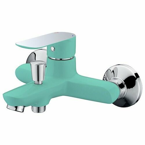 Смеситель для ванны с душем Triton, модель 16304 L, короткий излив, однорычажный, бирюзовый