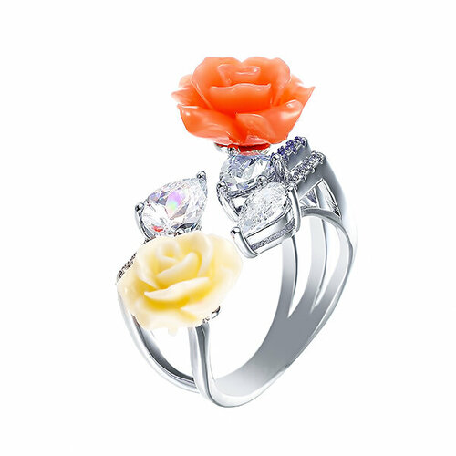 фото Кольцо element47, серебро, 925 проба, фианит, размер 17