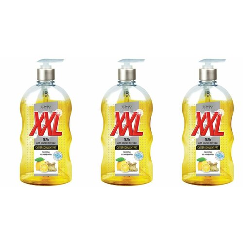 Romax Гель для мытья посуды XXL, лимон и имбирь, 650 г,12 шт в упаковке, 3 уп.