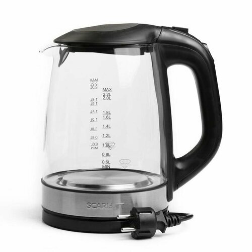 Чайник электрический Scarlett SC-EK27G19 стекло 22 л 1850-2200 Вт подсветка черный 376400₽