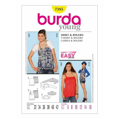 Выкройка Burda 7385 Топ, болеро 