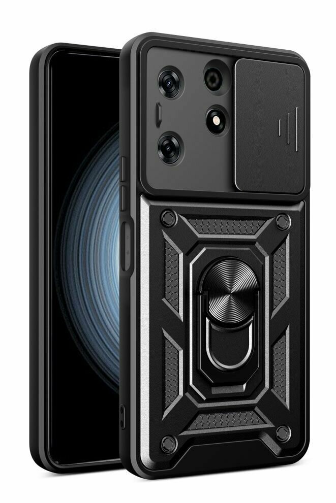 Чехол противоударный для Tecno Spark 10 Pro / Техно Спарк 10 Про с защитой камеры armors (Черный)