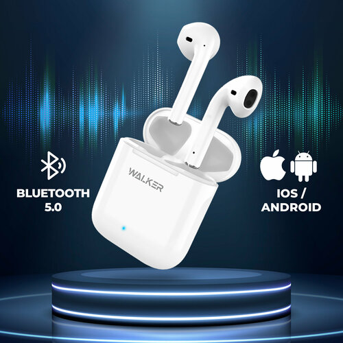 Беспроводные наушники Bluetooth с микрофоном, сенсорное управление, индикатор заряда, WALKER, WTS-17, гарнитура TWS для телефона Android, белые