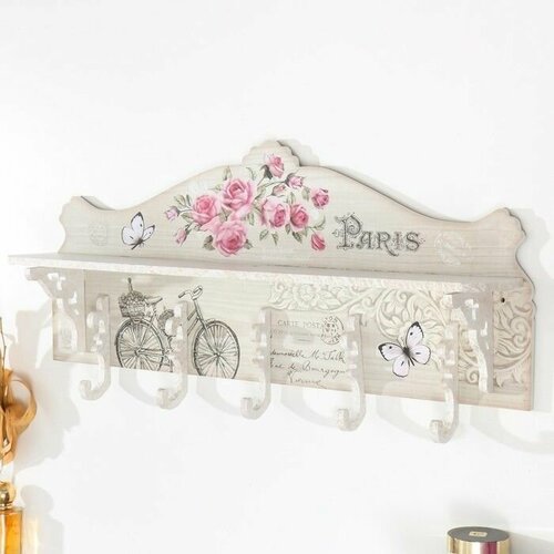 Крючки декоративные дерево с полочкой Весна в Париже 115х58х28 см 3233₽