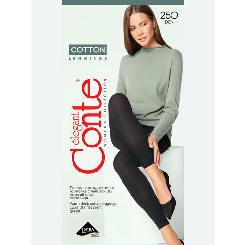 Легинсы Conte elegant COTTON Leggings, 250 den, размер 3/M/3-M, черный