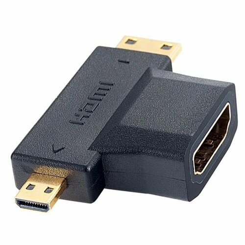Переходник HDMI A розетка - HDMI D (Micro HDMI) вилка + HDMI C (Mini HDMI) вилка
