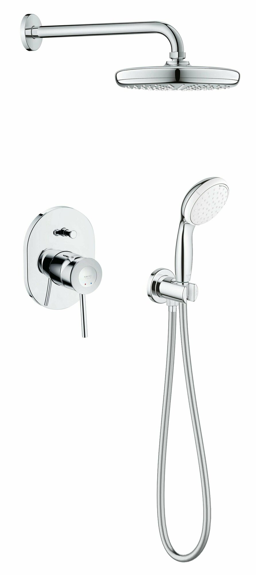 Душевая система Grohe BauClassic Tempesta кронштейн 28 см, хром