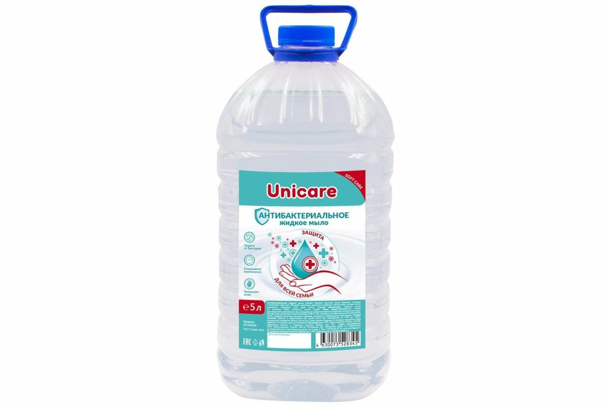 Жидкое Антибактериальное мыло, 5 л Unicare ПЭТ