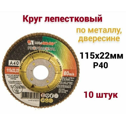 Круг лепестковый по металлу/древесине Луга 115х22 мм P40, 10шт