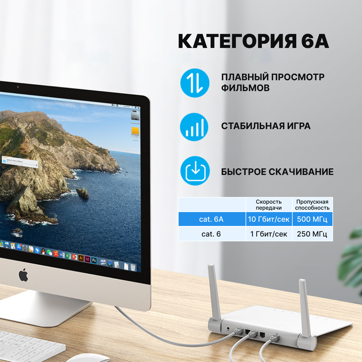 Кабель патч-корд S/FTP 6А кат. 0.5м Vention - фото №4