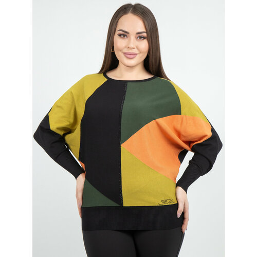 Свитер, размер 52/58, зеленый, хаки